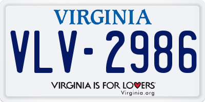 VA license plate VLV2986