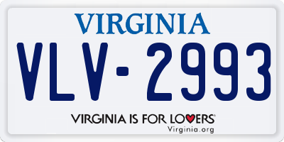 VA license plate VLV2993