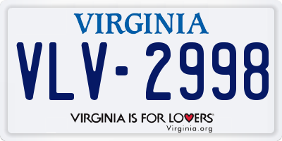 VA license plate VLV2998