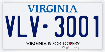 VA license plate VLV3001