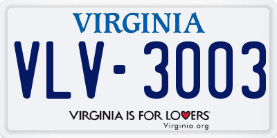 VA license plate VLV3003