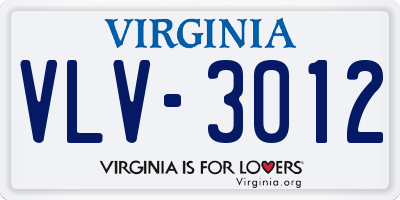 VA license plate VLV3012