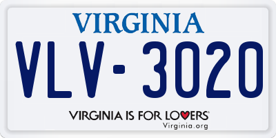 VA license plate VLV3020