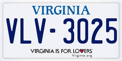 VA license plate VLV3025