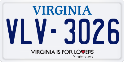 VA license plate VLV3026