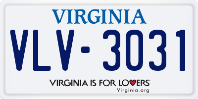 VA license plate VLV3031
