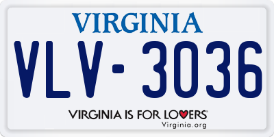 VA license plate VLV3036