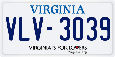 VA license plate VLV3039