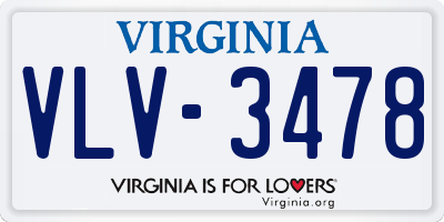 VA license plate VLV3478