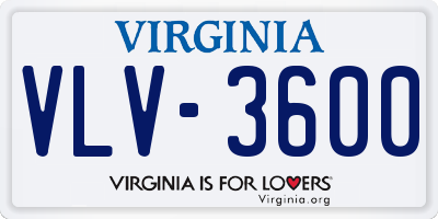 VA license plate VLV3600