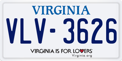 VA license plate VLV3626