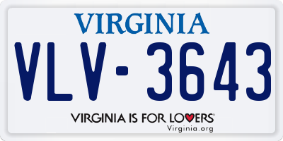 VA license plate VLV3643