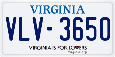 VA license plate VLV3650