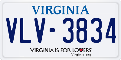 VA license plate VLV3834