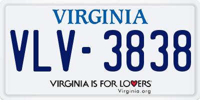 VA license plate VLV3838
