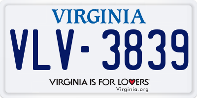 VA license plate VLV3839