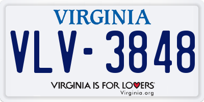 VA license plate VLV3848