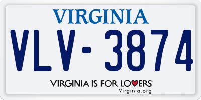 VA license plate VLV3874