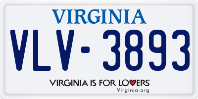 VA license plate VLV3893