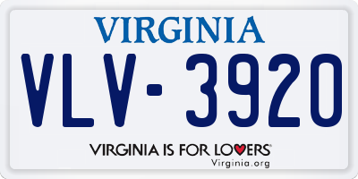 VA license plate VLV3920