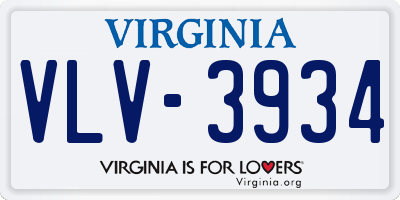 VA license plate VLV3934