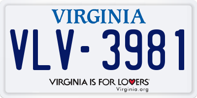 VA license plate VLV3981