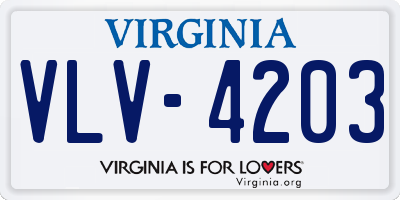VA license plate VLV4203