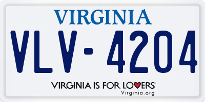 VA license plate VLV4204