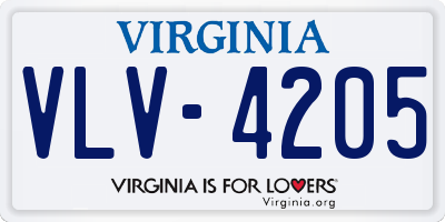 VA license plate VLV4205