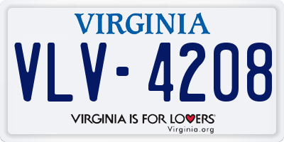 VA license plate VLV4208