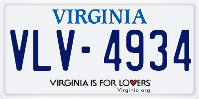 VA license plate VLV4934