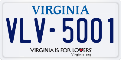 VA license plate VLV5001