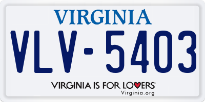 VA license plate VLV5403