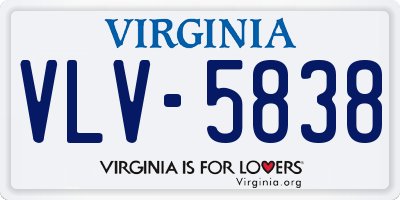 VA license plate VLV5838