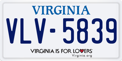 VA license plate VLV5839