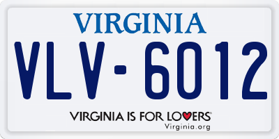 VA license plate VLV6012