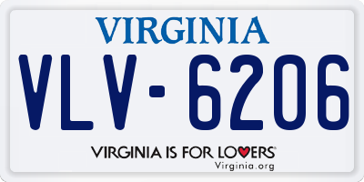 VA license plate VLV6206