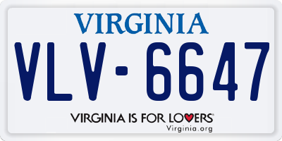 VA license plate VLV6647