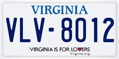 VA license plate VLV8012