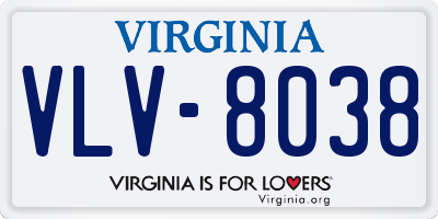 VA license plate VLV8038