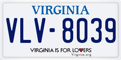 VA license plate VLV8039