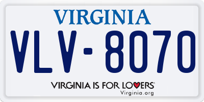 VA license plate VLV8070