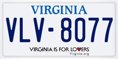 VA license plate VLV8077