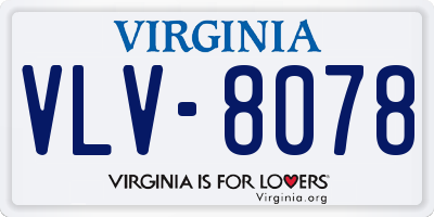 VA license plate VLV8078