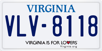 VA license plate VLV8118