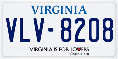 VA license plate VLV8208