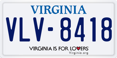 VA license plate VLV8418