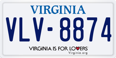 VA license plate VLV8874