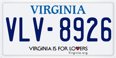 VA license plate VLV8926