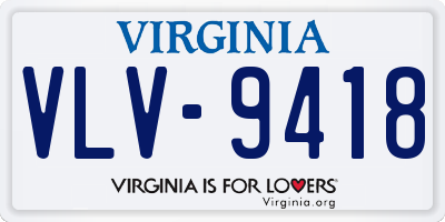 VA license plate VLV9418